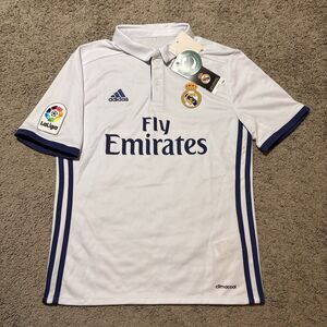 New Adidas Real Madrid White Soccer Jersey 2016-17 Home Kit Youth Medium W/ Tags